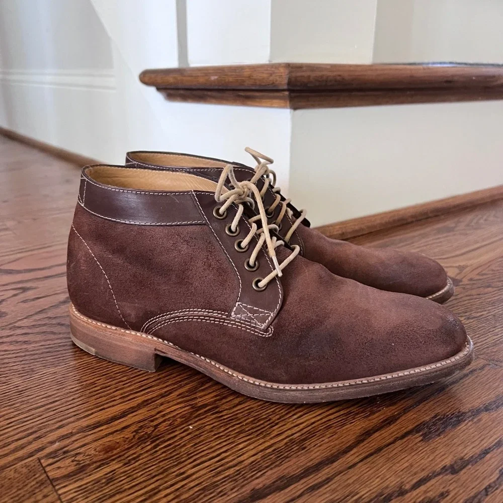 Charles Tyrwhitt Rye Brown Suede Leather Chukka Boots Made in England‎ Mens 7